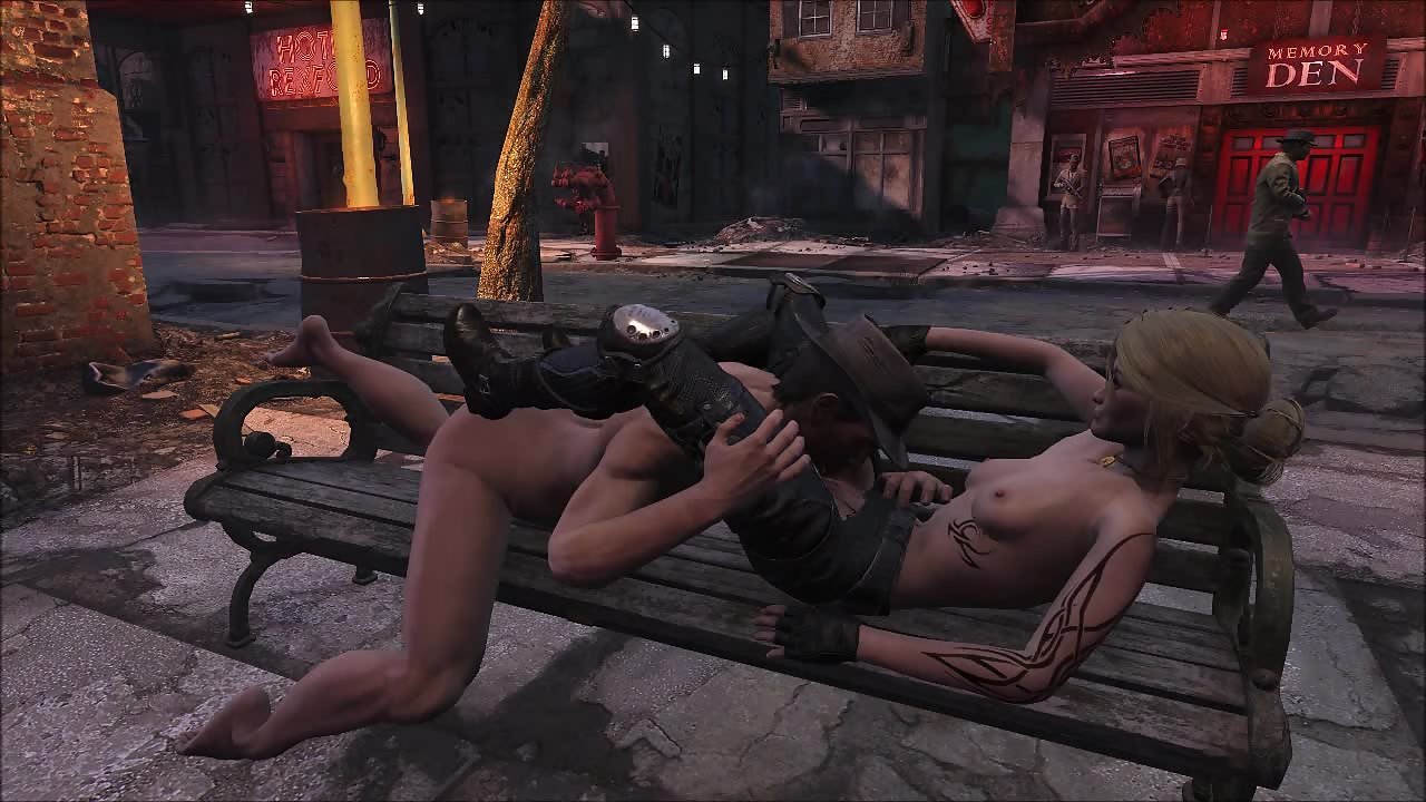 Petite Fallout 4 girl gets fucked on public park bench