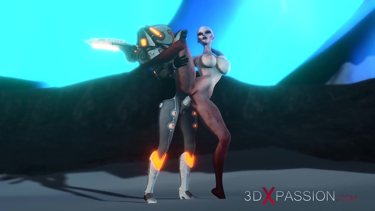 Female alien gets fucked hard by futanari sci-fi explorer in exoskeleton