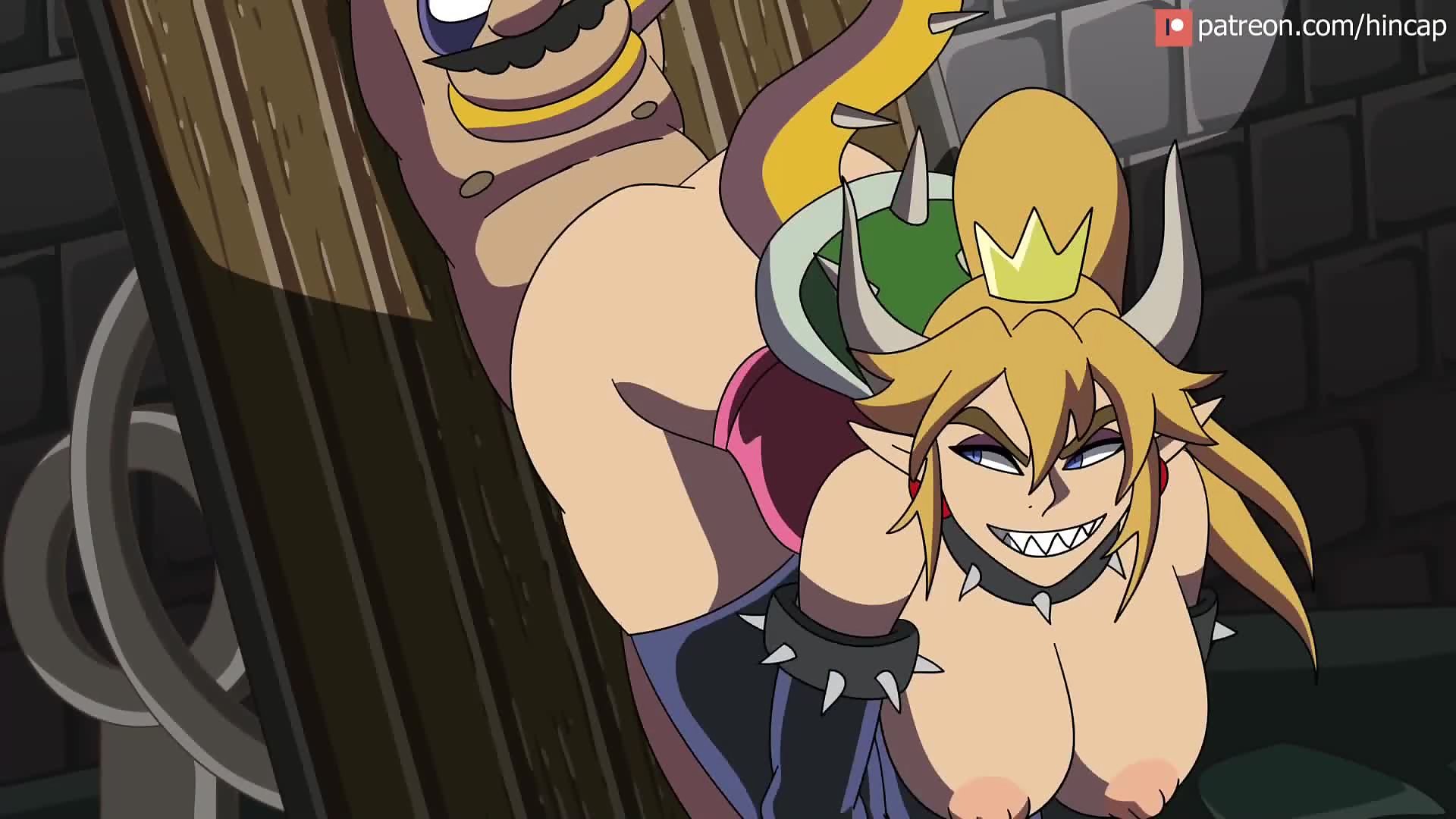 Bowsette ties up Mario and fucks his big cartoon dick