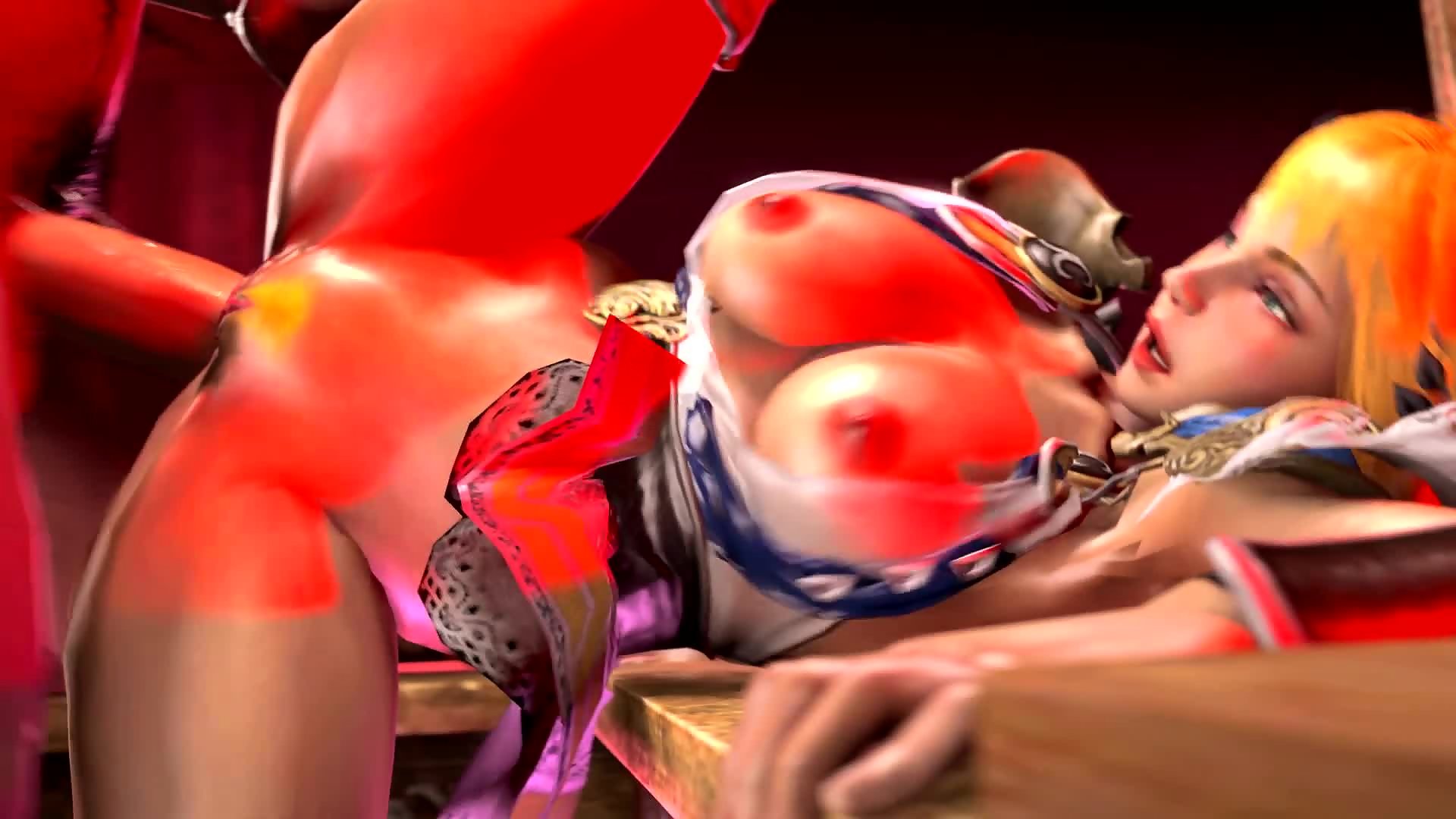 Soul Calibur: Sophitia - Hideous monster slams giant dick into blonde Sophitia