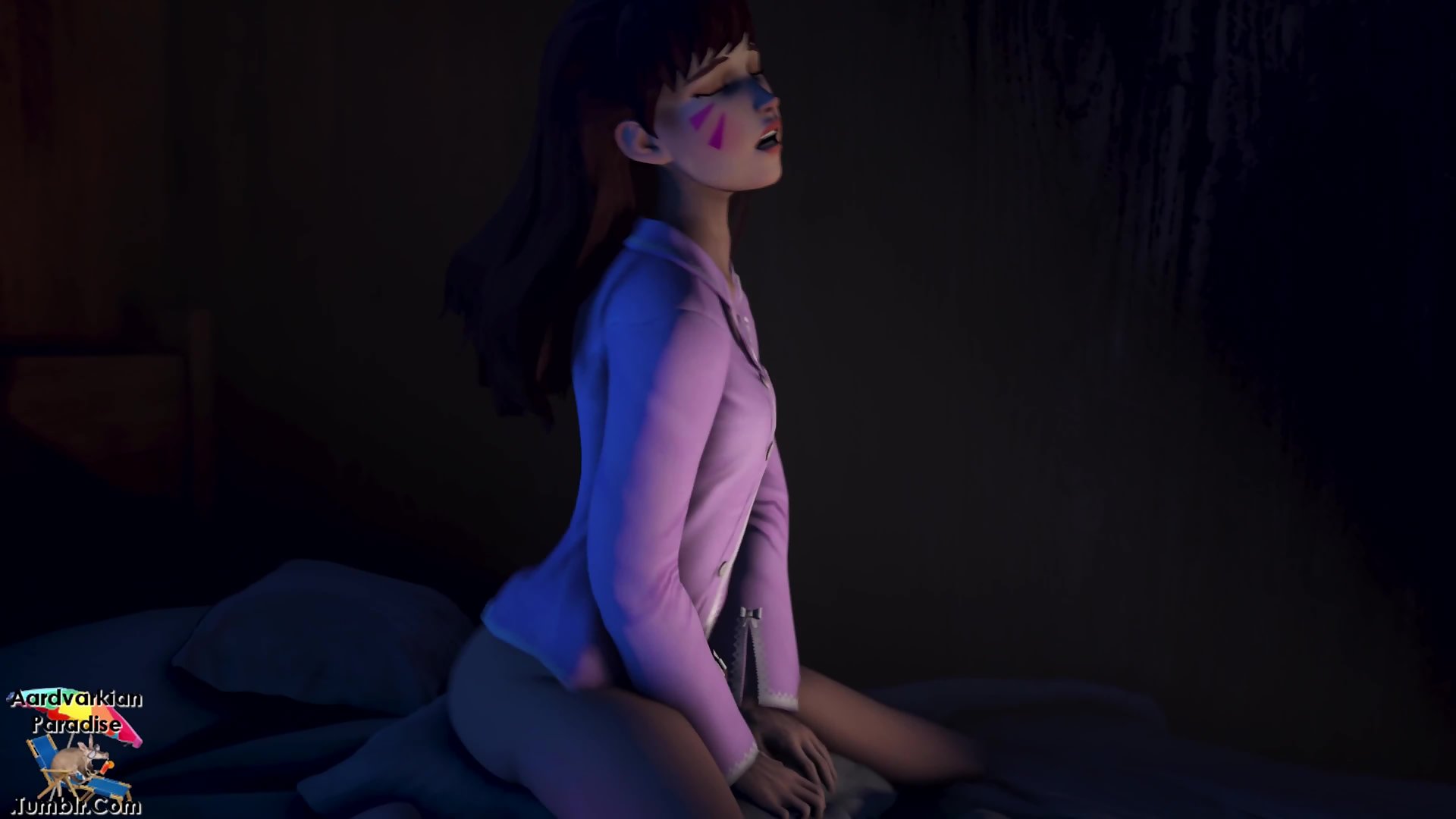 Rabbit Hole 1 - D.Va watches porn while rubbing her pussy against a pillow