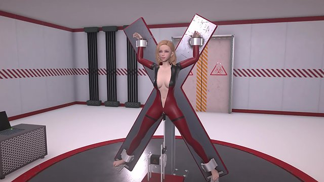 Alien X Lab - Blonde in bondage is penetrated by fucking machine