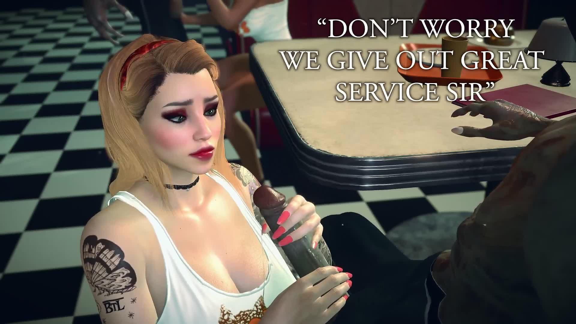 Hootees: Special Menu - Busty waitress fucks zombie for new car