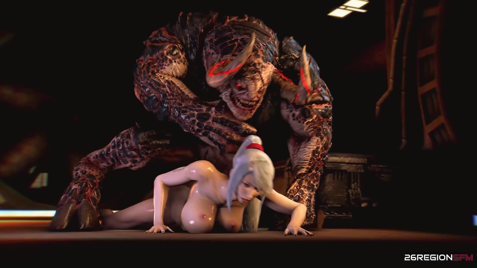 Sarah Bryant decides to battle Khnum's giant demon dick with her stretched out asshole